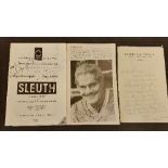 ENTERTAINMENT, signed programmes, letters etc., inc. Judi Dench, Emlyn Williams, Betty Driver,