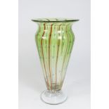 Fluted Green Art Glass Vase