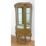 Curved Glass Curio with Floral & Shell Design