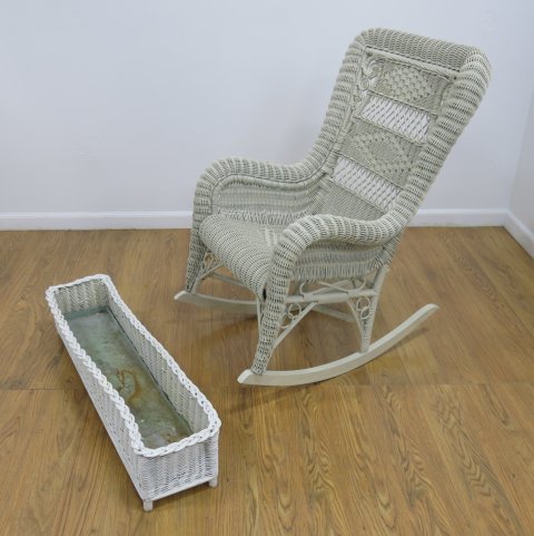 Heywood Wakefield Wicker Chair & Window Basket