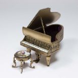 Viennese Enamel Miniature Piano and Matching Bench