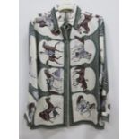 Hermès Vintage Silk Blouse, "Chevaux Arabes"