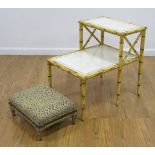 Louis XVI Style Footstool & Faux Bamboo Side Table