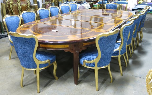 Inlaid Palace Size Dining Table & 14 Chairs - Image 2 of 3