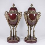 Pair Porcelain & Bronze Mounted Urns