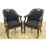 Pair Reproduction Mahogany Armchairs