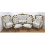 5 Piece Heavily Carved French Style Salon Set