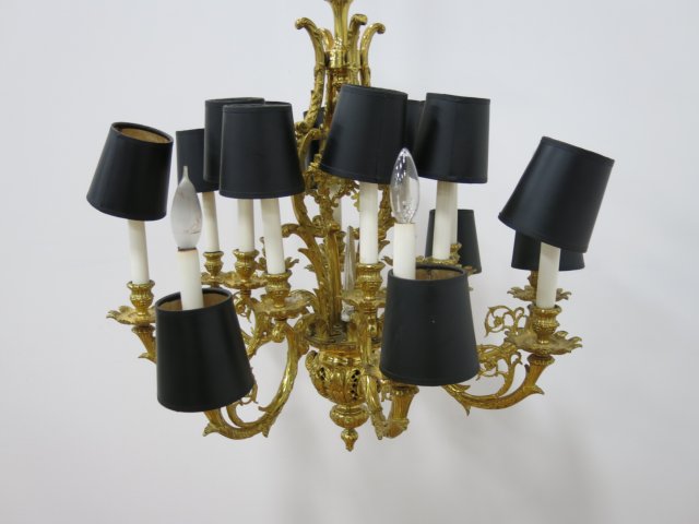 16-Light Rococo Style Bronze Chandelier