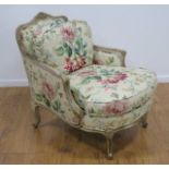 Country French Louis XV Style Antiqued Bergere