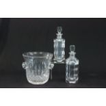 Cut Glass Wine Cooler & Pair Decanters