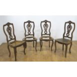 4 Italian Carved Walnut Side Chairs
