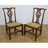 Pair 19th Century Country Chippendale Side Chairs