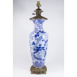 Japanese Bronze & Porcelain Blue & White Lamp
