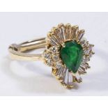 14K Gold, Emerald, & Diamond Baguette Ring