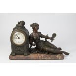 Gilt Metal Art Nouveau Figural Mantel Clock