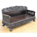 Chinese Hong-Mu Hardwood Carved Bench