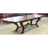 Large Parquet Mahogany Dining Room Table