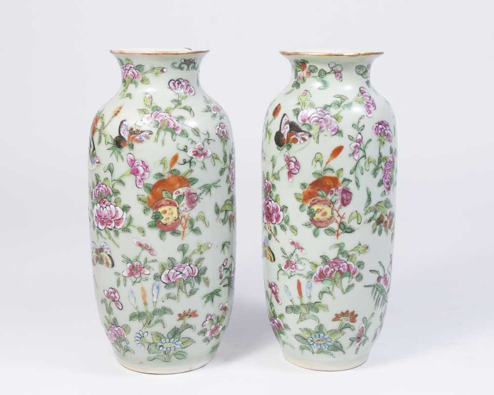 Pair Early Chinese Celadon Porcelain Vases