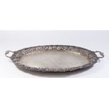 Oval Egyptian Silver Tray with Handles