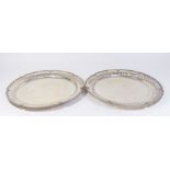 Pair Egyptian Silver Ribber Border Trays