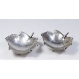 2 Cartier Sterling Silver Footed Leaf Dishes