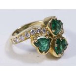 14K Gold & Emerald 3-Leaf Clover Ring