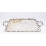 Egyptian Silver Rectangular Tray with Handles