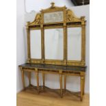 Marble Top Console & French Style Gilt Mirror