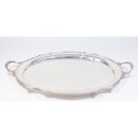 Oval Egyptian Silver Tray with Handles