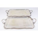 2 Egyptian Silver Trays with Handles