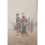 Tadashi Nakayama, Asian Watercolor of 2 Women