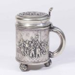 Dutch Silverplate Footed Tankard with Revolution Scenes