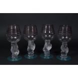 Set 4 Modern Glass Hand Blown Goblets