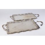 Pair Egyptian Silver Trays with Handles