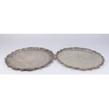 Pair Round Egyptian Silver Trays