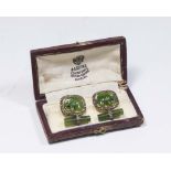 Jade, Gold and Diamond Cuff Links