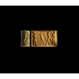 Western Asiatic Akkadian Cylinder Seal with Contest Scene