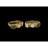 Merovingian Gold Ring with Cabochons