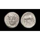 Ancient Greek Coins - Thessaly - Larissa - Horse Grazing Drachm