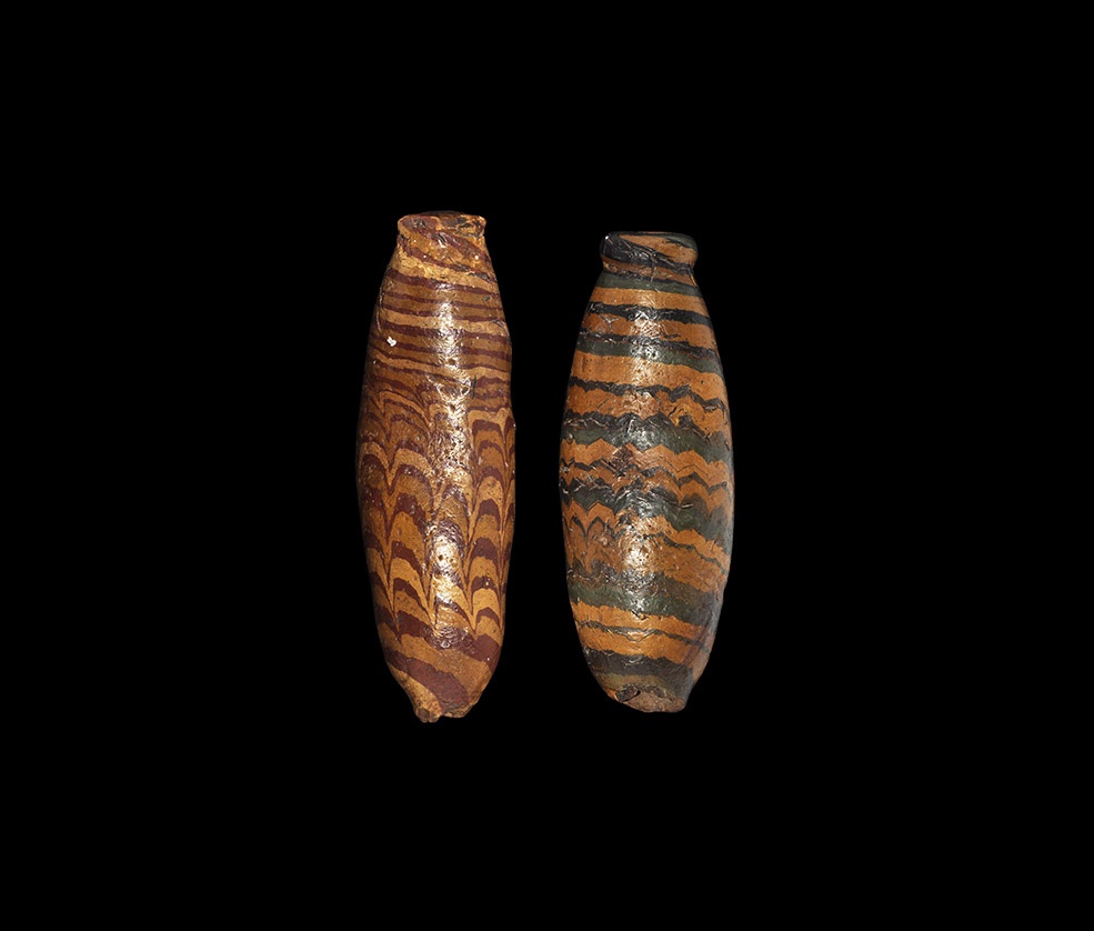 Egyptian Swirled Glass Bottle Pair