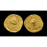 Ancient Byzantine Coins - Tiberius II Constantine - Gold Cross Potent Tremissis