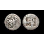 Ancient Greek Coins - Thasos - Satyr with Nymph Drachm