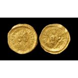 Ancient Byzantine Coins - Justin II - Gold Victory Tremissis