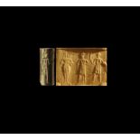 Western Asiatic Old Babylonian Cylinder Seal with Gods and Nude Female