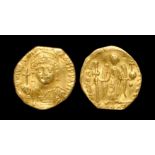 Ancient Byzantine Coins - Justinian I - Gold Lightweight Solidus