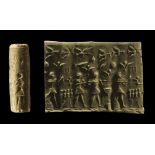 Western Asiatic Cylinder Seal with Men and Wine