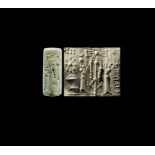 Western Asiatic Assyrian Cylinder Seal with Robed Figures