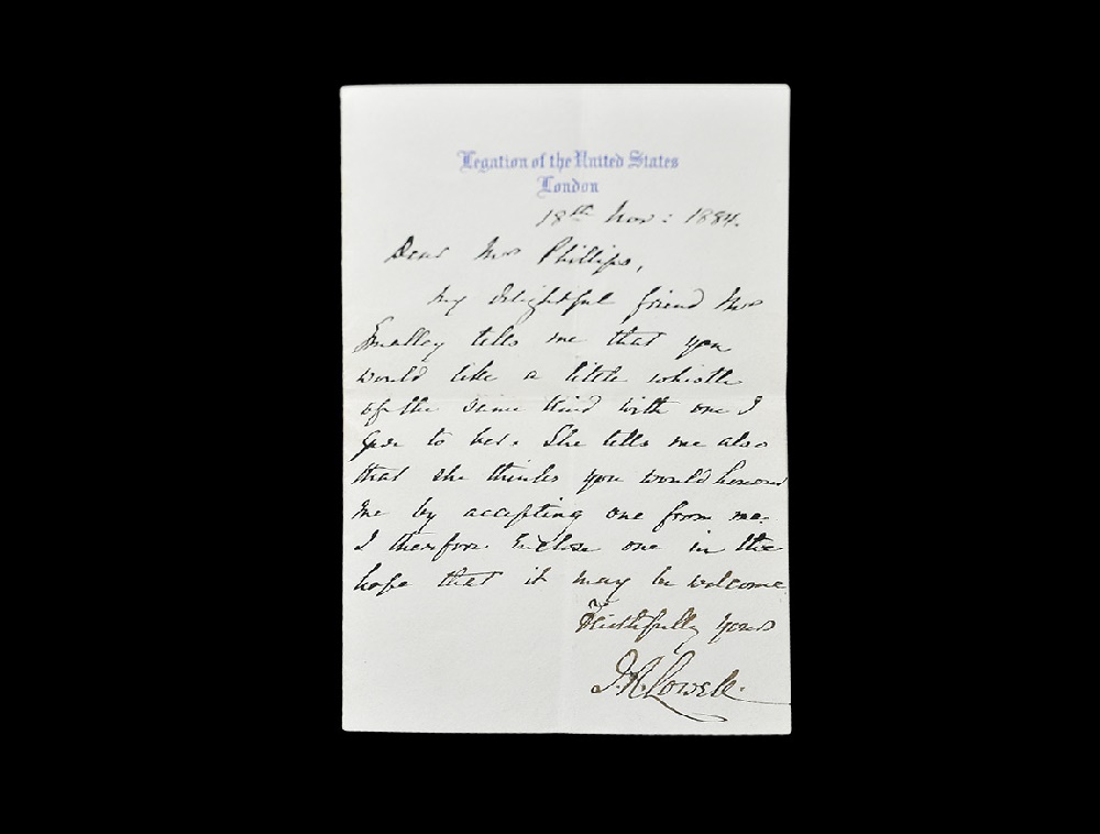 Memorabilia James Rusell Lowell Autograph Letter to Mrs Phillips