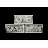 World Banknotes - USA - Disneyland - 1 and 5 Disney Dollars Group