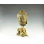 Cambodian Buddha Head on Stand